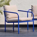 *WOONWINKEL* Brafab Bendt Teddy Stof Tuinstoel Blauw Alumini, Verzenden, Nieuw