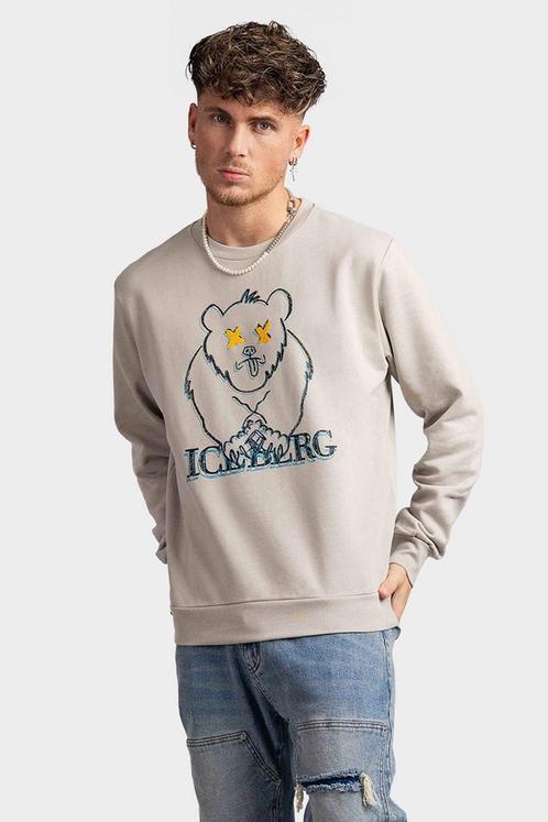 Iceberg 5C Felpa Bear Sweater Heren Grijs, Kleding | Heren, Truien en Vesten, Grijs, Nieuw, Verzenden