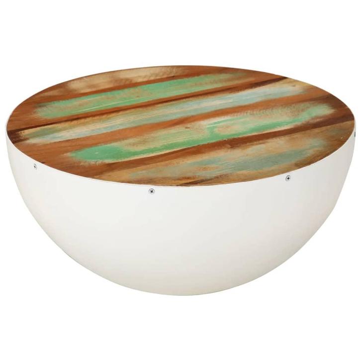 vidaXL Salontafel rond Ø 50x24 cm massief gerecycled hout, Huis en Inrichting, Tafels | Salontafels, 50 tot 100 cm, Rond, Nieuw