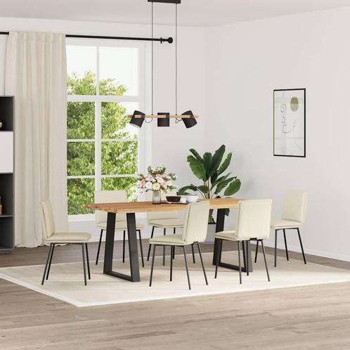 vidaXL Eetkamerstoelen 6 st fluweel crèmekleurig, Huis en Inrichting, Stoelen, Nieuw, Verzenden