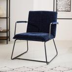 Dimehouse Fauteuil Hailey donkerblauw chenille Stof, Ophalen of Verzenden, Nieuw, Stof, Scandinavisch