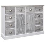 vidaXL Dressoir met 10 lades 113x30x79 cm hout grijs, Huis en Inrichting, 100 tot 150 cm, Verzenden, Nieuw, 25 tot 50 cm