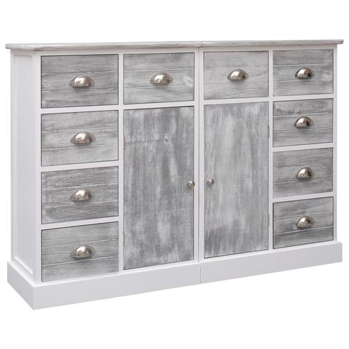 vidaXL Dressoir met 10 lades 113x30x79 cm hout grijs, Huis en Inrichting, Kasten | Dressoirs, 25 tot 50 cm, Nieuw, 100 tot 150 cm