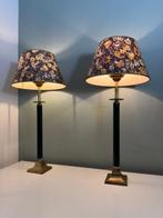 Lamp - Elegante Klassieke Lamp met Messing Voet en Bloemen