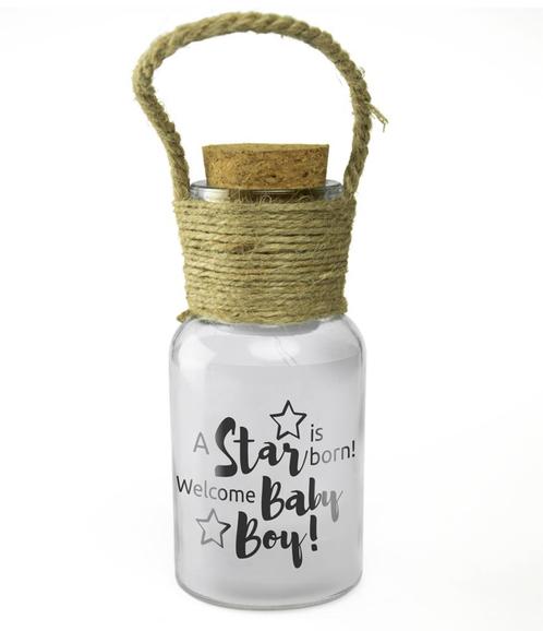Sfeerlampje Baby Boy Is Born 14cm, Hobby en Vrije tijd, Feestartikelen, Nieuw, Verzenden