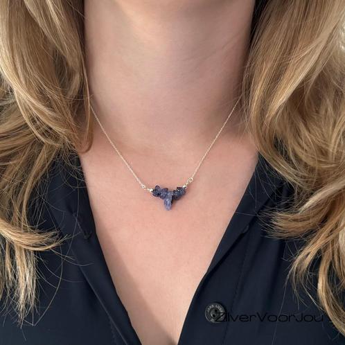 Zilveren natuurlijke tanzaniet ketting, Sieraden, Tassen en Uiterlijk, Kettingen, Nieuw, Verzenden