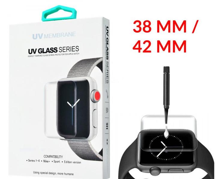 Apple Watch 38 / 42 MM UV Liquid Glue 3D Tempered Glass Prot, Telecommunicatie, Wearable-accessoires, Nieuw, Ophalen of Verzenden
