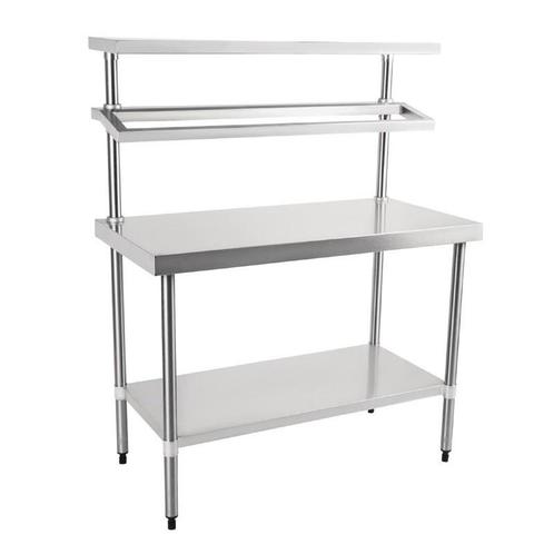 Rvs Werktafel Met Wandplanken  |  150(h) x 120(b) x 60(d)cm, Zakelijke goederen, Horeca | Meubilair en Inrichting, Verzenden