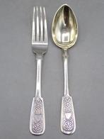 Bestekset (2) - .875 (84 Zolotniki) zilver - Vork en lepel, Antiek en Kunst