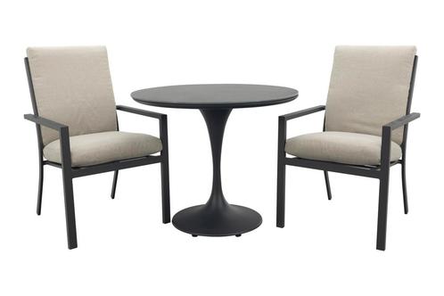 Sergio/Toscara ronde bistroset Ø90 cm. - Zand/Keramiek, Tuin en Terras, Tuinsets en Loungesets, Tuinset, Nieuw, Overige materialen