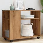 vidaXL Bijzettafel met wieltjes 70x35x60 cm hout artisanaal, Huis en Inrichting, Tafels | Bijzettafels, Verzenden, Nieuw