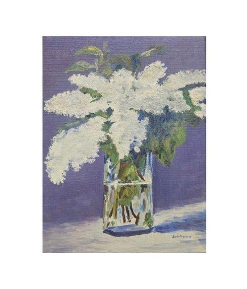 Ismael Subirana (1937) - Bouquet of white lilacs, Antiek en Kunst, Kunst | Schilderijen | Klassiek