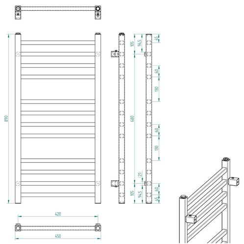 Designradiator Sapho Metro 45x89cm Mat Zwart, Doe-het-zelf en Verbouw, Sanitair, Ophalen of Verzenden