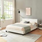 Houten bed Aron kunstleer met bedbodem 140x200 cm wit, Huis en Inrichting, Slaapkamer | Bedden, Verzenden, Nieuw