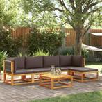 vidaXL 6-delige tuinbankset met kussens acaciahout & touw, Tuin en Terras, Tuinsets en Loungesets, Verzenden, Nieuw, Hardhout