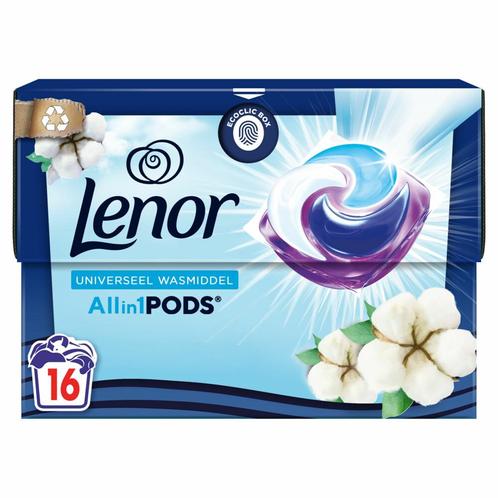 4x Lenor Wasmiddel All-in-1 Pods Katoen Fris 16 stuks, Huis en Inrichting, Schoonmaakartikelen, Verzenden