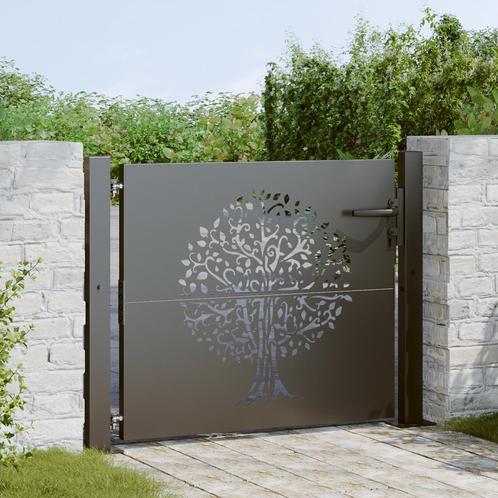 vidaXL Tuinpoort Anders Zwart 105 x 100 cm Poedergecoat, Tuin en Terras, Tuinpoorten, Nieuw, Verzenden