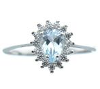 Ring - 18 karaat Witgoud Aquamarijn - Diamant, Sieraden, Tassen en Uiterlijk, Nieuw