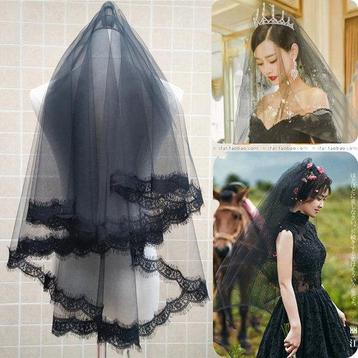 Bridal Gothic Wedding Veil Black Halloween Punk Victoriaa...