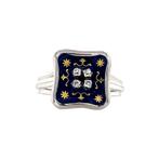 Witgouden ring met emaille en diamant 18 krt, Ophalen of Verzenden, Nieuw