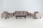 Flow. Doozy sofa set met twee loungestoelen taupe chiné |, Nieuw, Ophalen of Verzenden