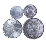 Spanje. 4 Silver Coins (2x 1 Peseta + 1x 5 Pesetas + 1x 100