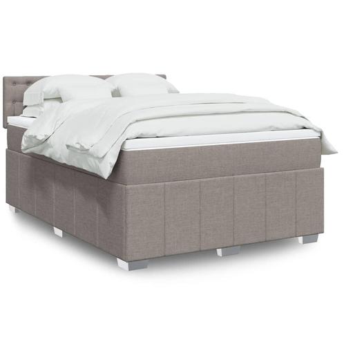 vidaXL Boxspring met matras stof taupe 160x200 cm, Huis en Inrichting, Slaapkamer | Bedden, 160 cm, 200 cm, Tweepersoons, Nieuw