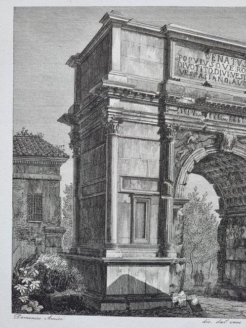Domenico Amici (1808-1871) - Tavola N. 7 - Arco di Tito -, Antiek en Kunst, Antiek | Overige Antiek
