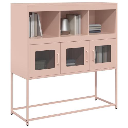 vidaXL Dressoir 100,5x39x107 cm koudgewalst staal roze, Huis en Inrichting, Kasten | Dressoirs, Nieuw, Metaal, Verzenden
