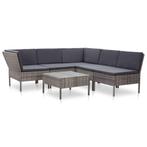 vidaXL 6-delige Loungeset met kussens poly rattan grijs, Verzenden, Nieuw, Rotan, Loungeset