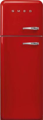 Smeg FAB30LRD5 retro jaren 50 koelkast - rood - linksdraaien, 150 tot 200 liter, Verzenden, 60 cm of meer, Met aparte vriezer