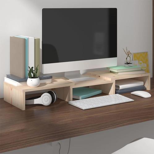 vidaXL Monitorstandaard 60x24x10,5 cm massief grenenhout, Huis en Inrichting, Kasten | Televisiemeubels, Minder dan 25 cm, Nieuw