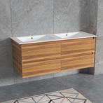 Hangend wastafelmeubel eiken kleur120cm met wasbak, Doe-het-zelf en Verbouw, Verzenden, Nieuw