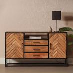 Dressoir Mangohout Kjeld 145 cm, Huis en Inrichting, Kasten | Dressoirs, 100 tot 150 cm, Verzenden, Nieuw, Industriële meubels