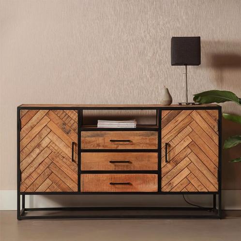 Dressoir Mangohout Kjeld 145 cm, Huis en Inrichting, Kasten | Dressoirs, 100 tot 150 cm, 25 tot 50 cm, Nieuw, Overige houtsoorten