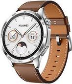 Huawei Watch GT 4 46 mm zilver met leren bandje bruin, Verzenden, Zo goed als nieuw