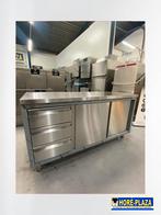 Horeca Werktafel RVS 1600 x 700 mm | 3 lades + 2 deuren DEMO, Nieuw zonder verpakking