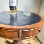 Bibliotheektafel - Leder, Mahonie - Trommel, Antiek en Kunst