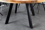 Massieve eettafel IRON CRAFT 145cm naturel rond mangohout, Ophalen of Verzenden, Nieuw