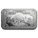 1 Troy Ounce - Zilver .999 - 1 oz Buffalo Note 999 Fine, Postzegels en Munten, Edelmetalen en Baren