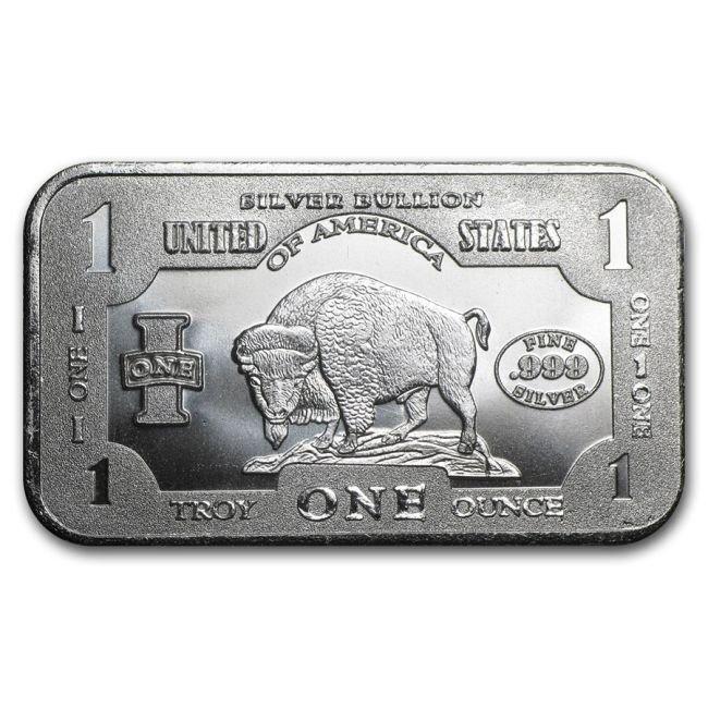 1 Troy Ounce - Zilver .999 - 1 oz Buffalo Note 999 Fine, Postzegels en Munten, Edelmetalen en Baren