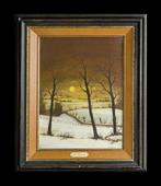 Piet Willequet (1950) - Coucher de soleil en hiver, Antiek en Kunst, Kunst | Schilderijen | Klassiek