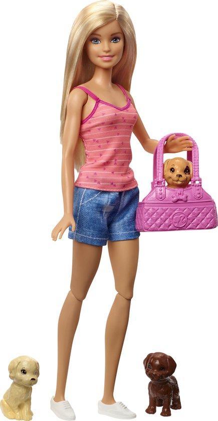 Barbie - Puppy badtijd - Barbiepop met 2 puppys en, Kinderen en Baby's, Speelgoed | Poppen, Zo goed als nieuw, Ophalen of Verzenden
