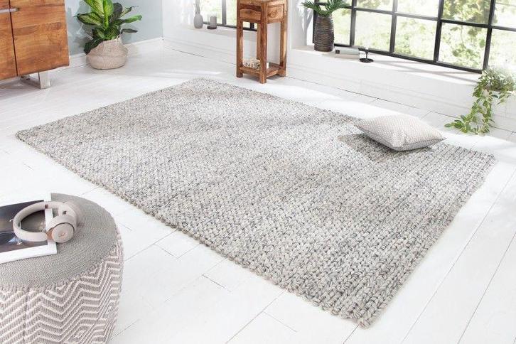 Handgemaakt vloerkleed INFINITY HOME 240x160cm grijs van wol, Huis en Inrichting, Stoffering | Tapijten en Kleden, Ophalen of Verzenden