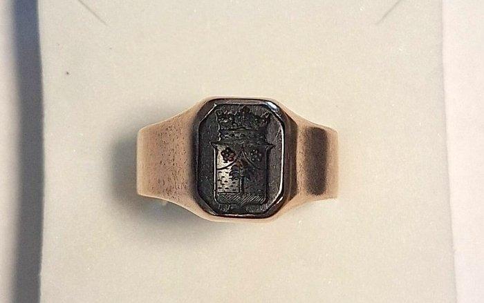 Zonder Minimumprijs - Ring - 8 karaat Geel goud Onyx - Onyx, Sieraden, Tassen en Uiterlijk, Ringen