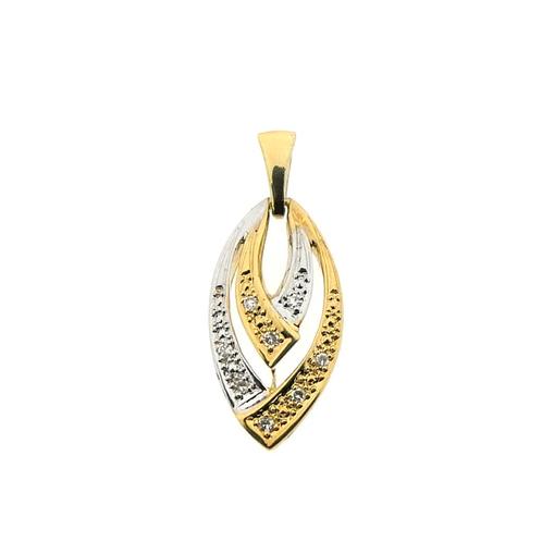 Bicolor gouden hanger met diamant | 0,06 ct. (geelgoud), Sieraden, Tassen en Uiterlijk, Bedels, Gebruikt, Overige merken, Goud