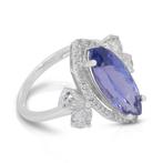 Ring - 18 karaat Witgoud - 6.15ct. tw. Tanzaniet - Diamant, Sieraden, Tassen en Uiterlijk, Ringen, Nieuw