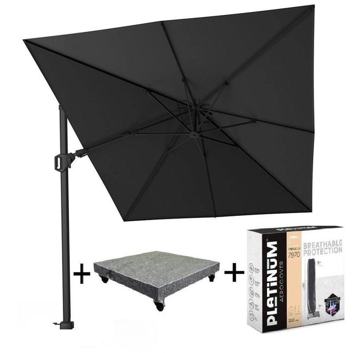 Challenger T2 premium zweefparasol 350x260 cm matt black, Tuin en Terras, Parasols, Nieuw, Ophalen of Verzenden
