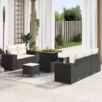 vidaXL 8-delige Tuinbankenset met kussens poly rattan acacia, Verzenden, Nieuw, Wicker