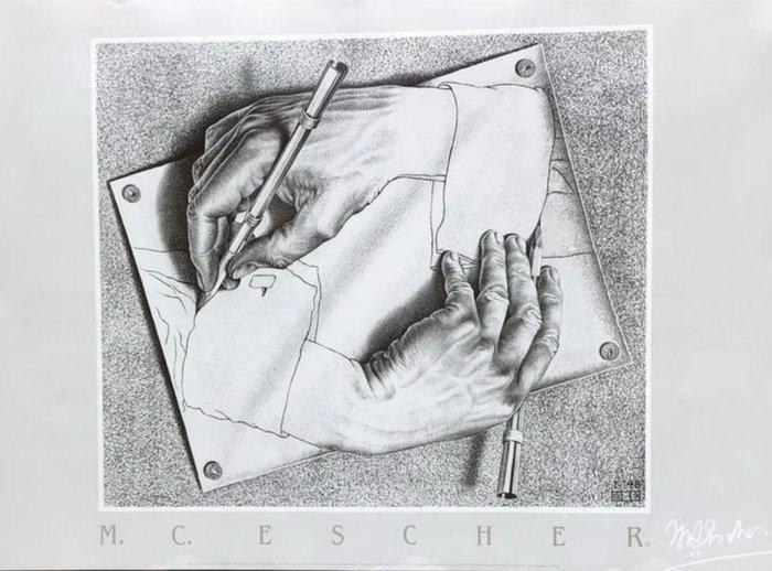 M.C. Escher - “Drawing Hands, 1948”. Gesigneerd en gedateerd, Antiek en Kunst, Kunst | Tekeningen en Foto's